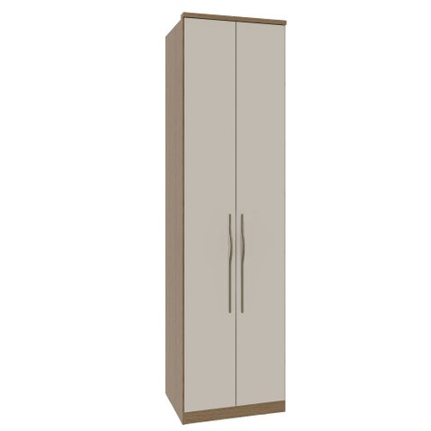 Guarda Roupa Modulado 02 Portas com Prateleiras 245cm Altura Setiba - Carvalho/Offwhite