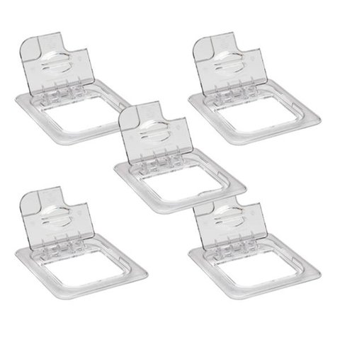 Conj 5 Tampa Cuba Gastronômica GN 1/6 Policarbonato Dobradiça Flip Lid COM Ranhura Abertura para