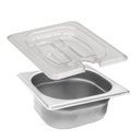 Ver imagem 2 de Conj 15 Cuba Inox 1/6x65 Mm com Tampa 1/6 De Poli com Abertura + COLHER de Poli 20,5 cm