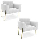 Ver imagem 1 de Poltrona para Sala Pé Metal Dourado Kit 2 Ana Bouclé Off - Ibiza