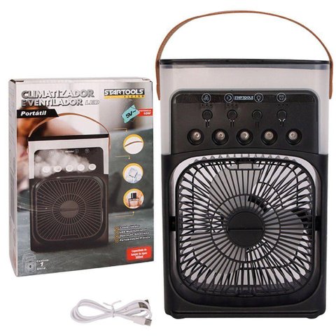 Climatizador e Ventilador Portátil Startools 500ml 3 Velocidades 10W Preto Bivolt