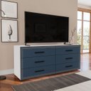 Ver imagem 1 de Cômoda Valência com 6 Gavetas 150x63cm Branco/Azul 240830