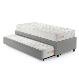 Bicama Box Solteiro Courino Linho Cinza 88x188 com Dois Colchões Espuma Ecoline D33 Ecoflex - 9