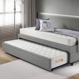 Bicama Box Solteiro Courino Linho Cinza 88x188 com Dois Colchões Espuma Ecoline D33 Ecoflex - 2
