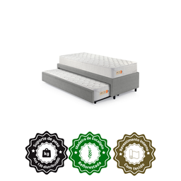 Bicama Box Solteiro Courino Linho Cinza 88x188 com Dois Colchões Espuma Ecoline D33 Ecoflex - 5