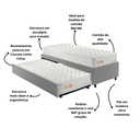 Ver imagem 4 de Bicama Box Solteiro Courino Linho Cinza 88x188 com Dois Colchões Espuma Ecoline D33 Ecoflex