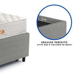 Bicama Box Solteiro Courino Linho Cinza 88x188 com Dois Colchões Espuma Ecoline D33 Ecoflex - 8