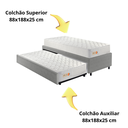 Ver imagem 7 de Bicama Box Solteiro Courino Linho Cinza 88x188 com Dois Colchões Espuma Ecoline D33 Ecoflex