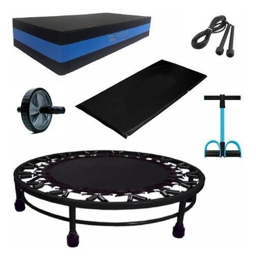 Kit Ginástica Jump+Roda+Corda+Extensor+Step+Colchonete