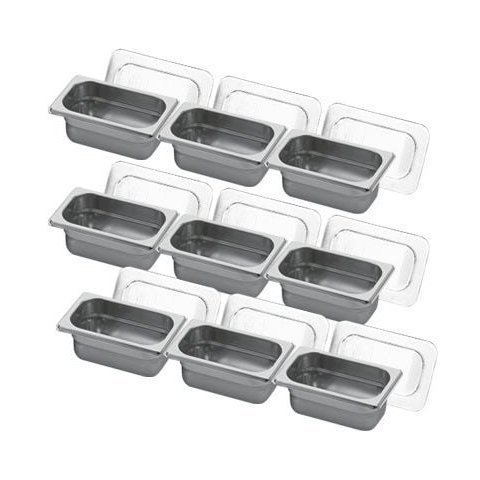 Conj 20 Cuba Gastronômica Inox GN 1/9x65 mm 0,67 L sem alça COM TAMPA POLI