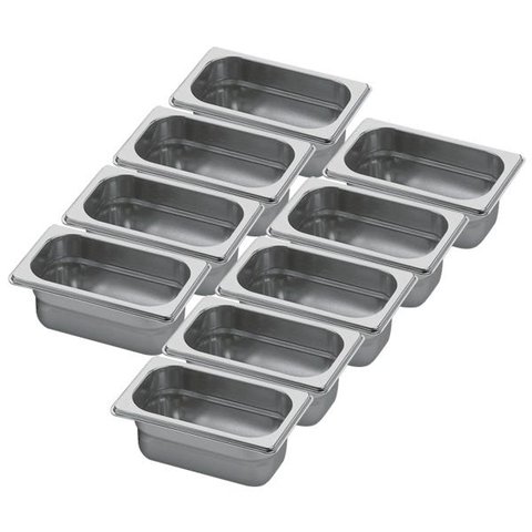 Conj 9 Cuba Gastronômica Inox GN 1/9x65 mm 0,67 L sem alça