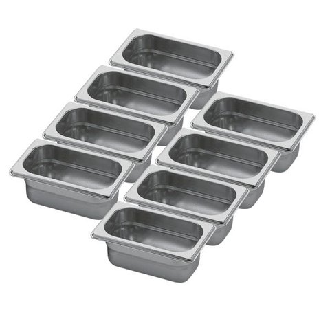 Conj 8 Cuba Gastronômica Inox GN 1/9x65 mm 0,67 L sem alça