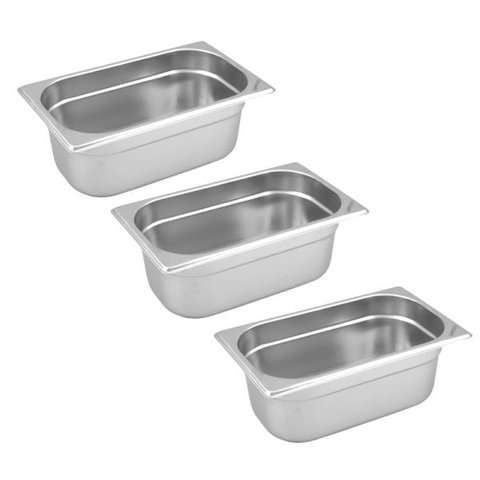 Conj 3 Cuba Gastronômica Inox GN 1/3x150 mm 5,4 L sem alça