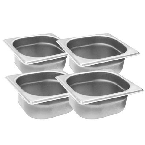 Conj 4 Cuba Gastronômica Inox GN 1/6x65 mm 1,0 L sem alça