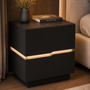 Ver imagem 7 de Kit 2 Mesas Cabeceira 60x40cm MDF LED Moderna Quarto Lateral 2 Gavetas Lumiar:Preto