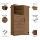 Ver imagem 3 de Cômoda Multiuso 6 Gavetas 1 Porta 96cm Guaíra Jatobá S01 - Mpozenato