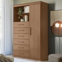 Ver imagem 2 de Cômoda Multiuso 6 Gavetas 1 Porta 96cm Guaíra Jatobá S01 - Mpozenato