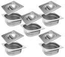 Ver imagem 1 de Conj 5 Cuba Gastronômica Inox GN 1/6x65 mm 1,0 L sem alça COM TAMPA INOX