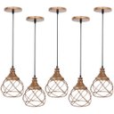 Ver imagem 1 de 5 Pendentes Aramado Esfera Balonê Cobre Rose Gold Lustre Luminária Teto Regulável Sala Cozinha Agp I