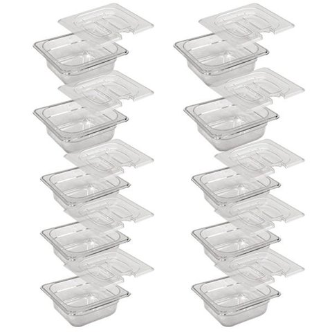 Conj 10 Cuba Gastronômica Policarbonato GN 1/6X65 mm 1,0L com Tampa com Abertura