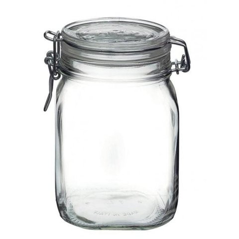 Conj. 4 Potes Hermético De Vidro Fido Fecho Metal Para Condimentos 1000 ml