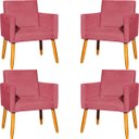 Ver imagem 1 de Kit 4 Poltrona para Sala Recepção Consultório Cadeira Nina Suede Cores Pés Palito