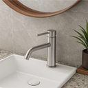 Ver imagem 2 de Torneira Misturador Monocomando Água Quente e Fria Bica Baixa para Banheiro - Aço Escovado - Dp8201