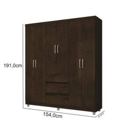 Guarda-Roupa Roupeiro Araplac 6 Portas e 3 Gavetas com Pés - Imbúia - 4 Guarda-Roupa Roupeiro Araplac 6 Portas e 3 Gavetas com Pés - Imbúia - 4