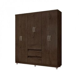 Guarda-Roupa Roupeiro Araplac 6 Portas e 3 Gavetas com Pés - Imbúia - 1 Guarda-Roupa Roupeiro Araplac 6 Portas e 3 Gavetas com Pés - Imbúia - 1