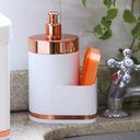 Ver imagem 2 de Dispenser Porta Detergente para Pia Eleganza Branco em Aço Carbono Rose Gold