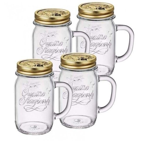 Kit 4 Caneca Quattro Stagioni 415ml com Tampa