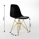 Ver imagem 5 de Mesa Jantar Industrial Retangular 137X90Cm Preta Base V Com 6 Cadeiras Pretas Base Dour Cor: Preto