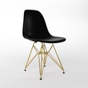 Ver imagem 2 de Mesa Jantar Industrial Retangular 137X90Cm Preta Base V Com 6 Cadeiras Pretas Base Dour Cor: Preto