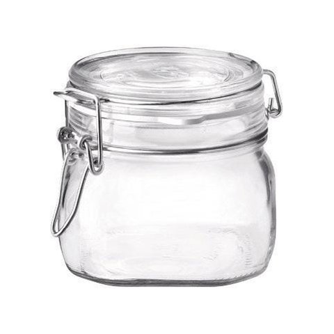 Pote Hermético De Vidro Fido Fecho Metal Para Condimentos 500 ml