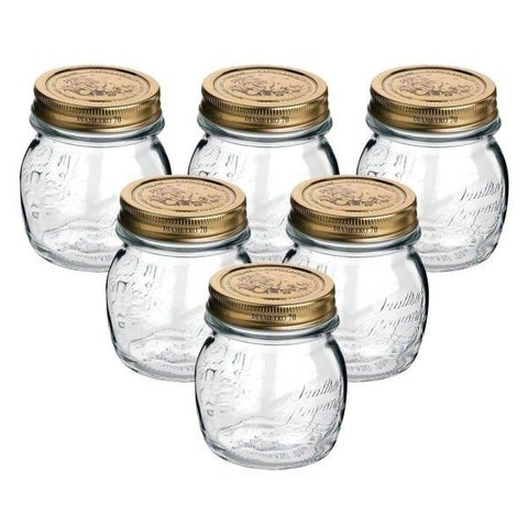 Kit 6 Pote de Vidro Quattro Stagioni 250 Ml Conservas com Tampa
