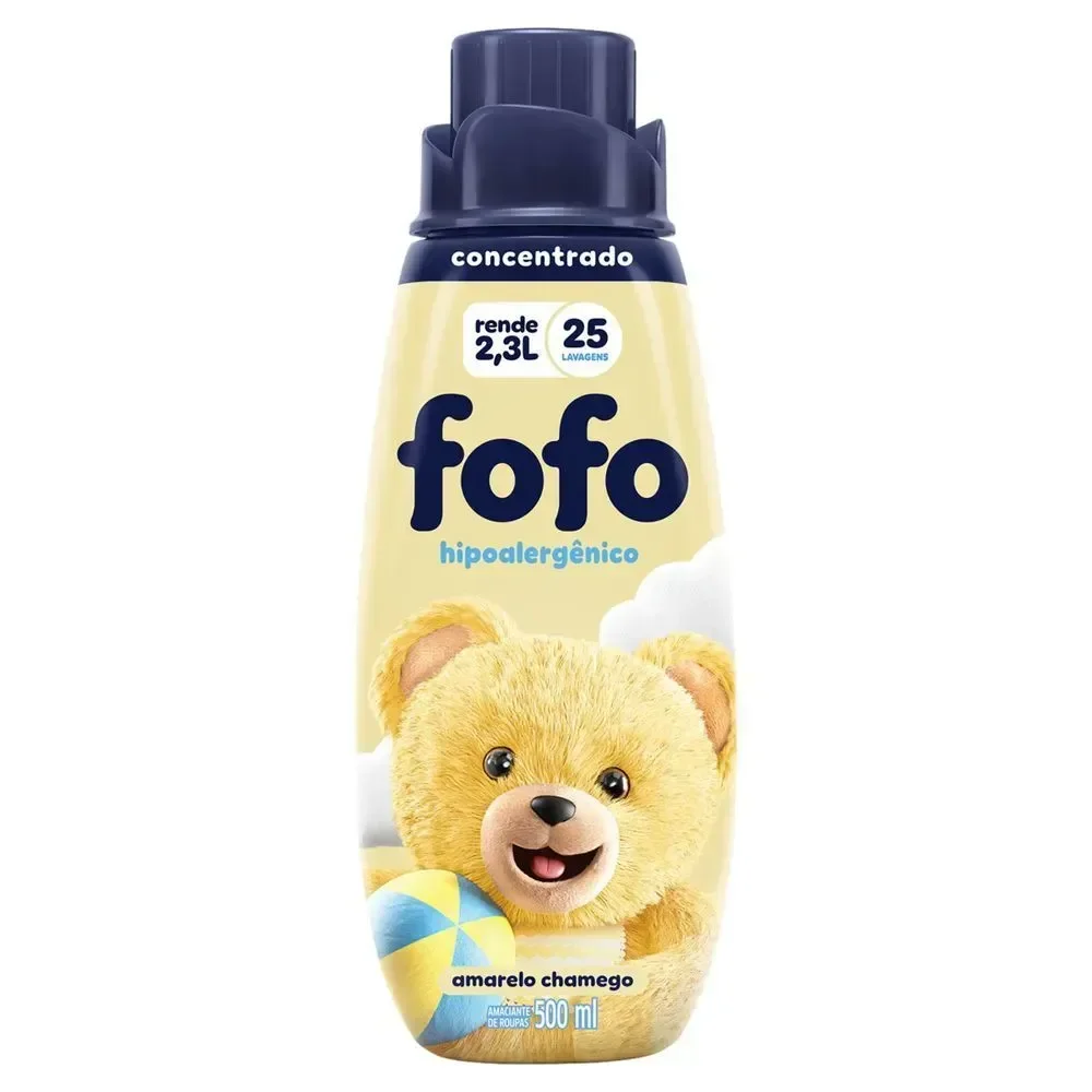 Amaciante de Roupa Concentrado Amarelo Chamego Fofo Frasco 500ml