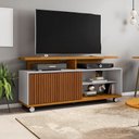 Ver imagem 2 de Rack para Tv até 52 Polegadas 1 Porta Topázio Ripado 3d Naturalle/off White - Móveis Bechara