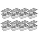Ver imagem 1 de Conj 8 Cuba Gastronômica Inox GN 1/9x65 mm 0,67 L sem alça COM TAMPA