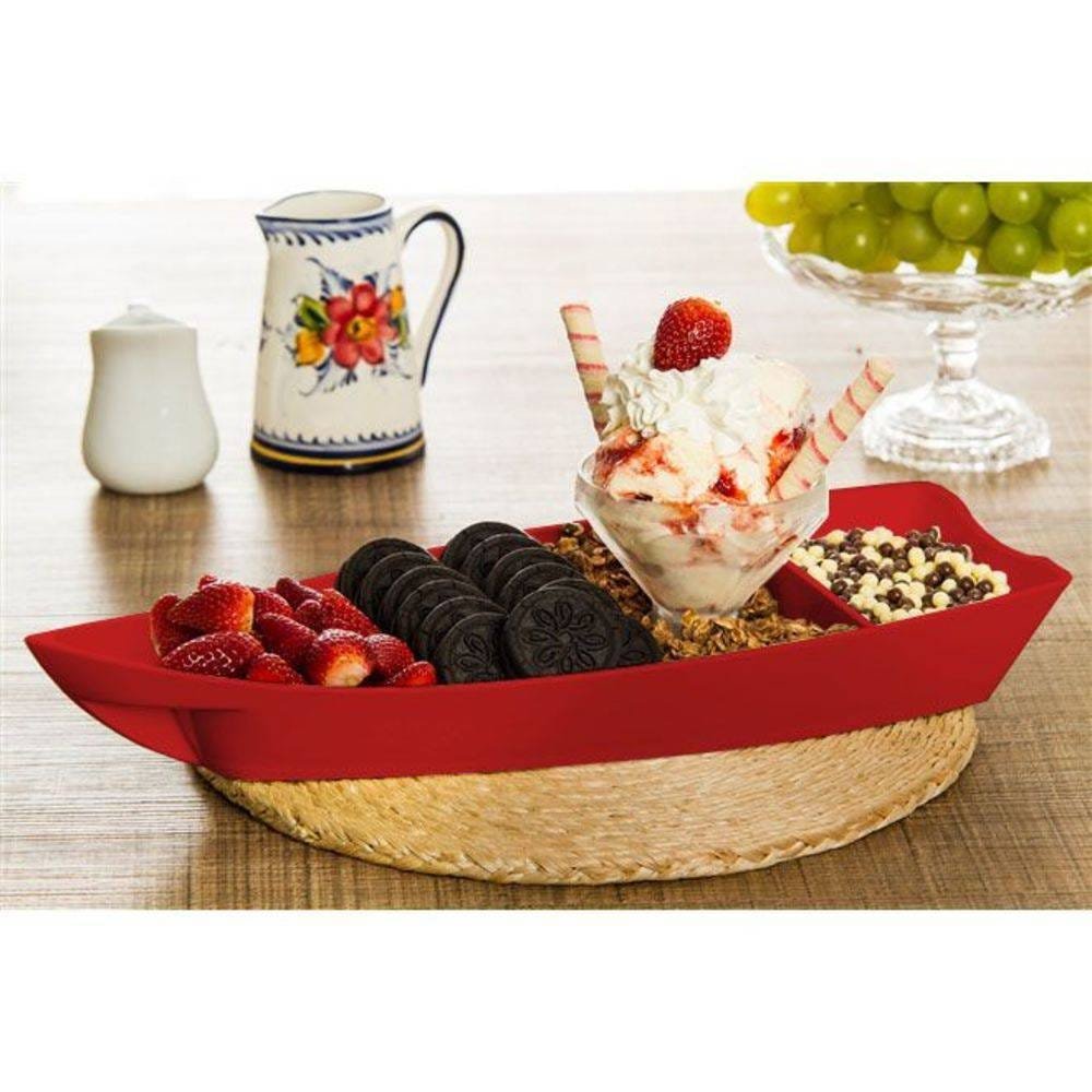 Barca Barco Sushi Açai Polipropileno Pp Médio Vermelho 38x16 Cm 1 L - 2