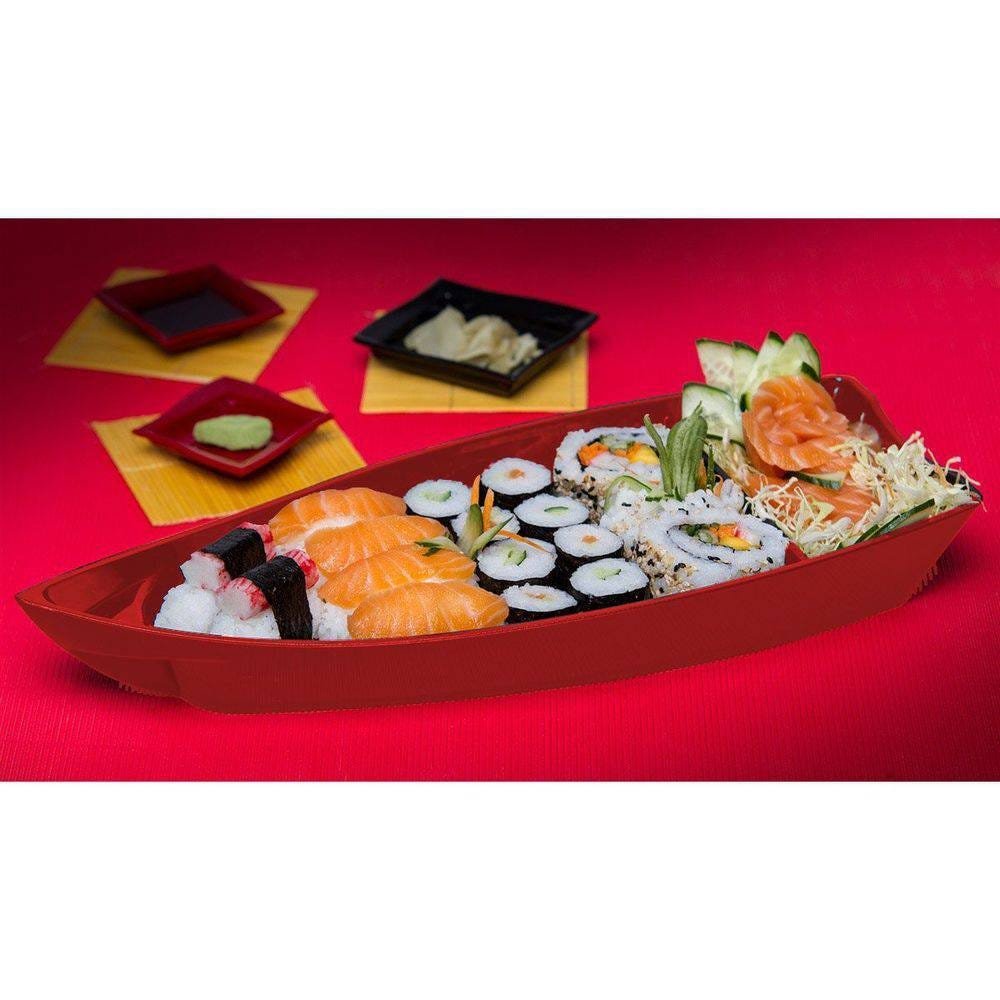 Barca Barco Sushi Açai Polipropileno Pp Médio Vermelho 38x16 Cm 1 L - 3