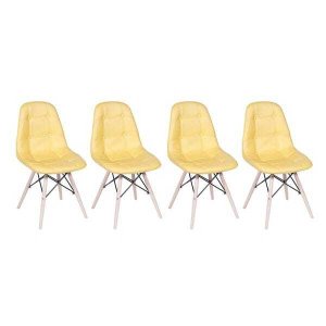Kit 4 Cadeiras Eames Eiffel Botonê - Amarelo