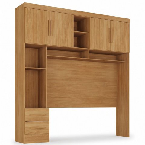 Ponte Aérea Modular Casal com 2 Gavetas e Nichos 100% MDF Smart Cinamomo