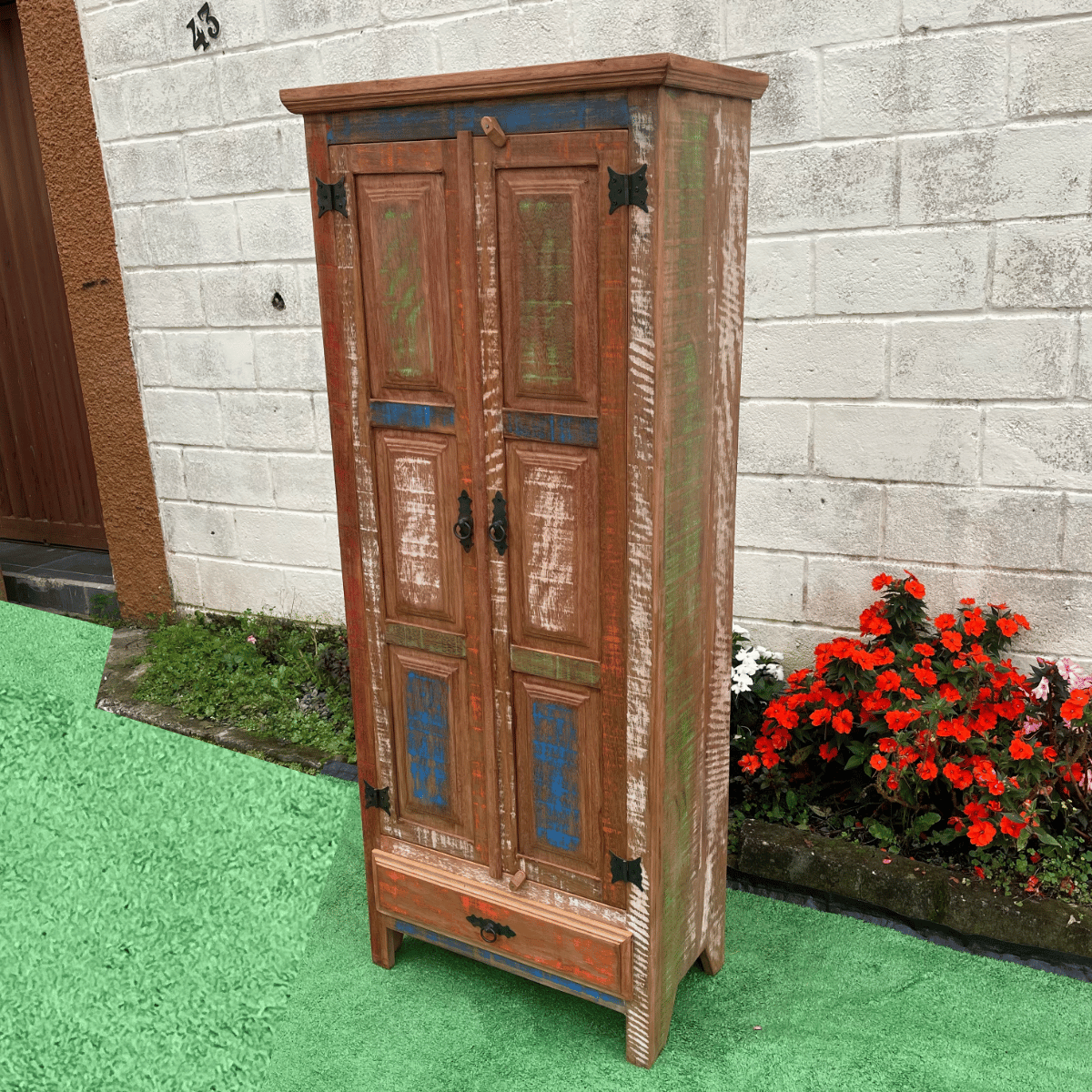 Ver imagem 3 de Armário Rustico Colorido Madeira Demolição 170 X 70 Sudeste Rústico