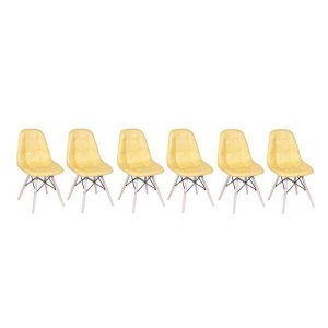 Kit 6 Cadeiras Eames Eiffel Botonê Amarelo