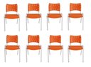 Ver imagem 2 de Kit com 8 Cadeiras ISO para Escola Escritório Comércio Laranja Base Branca