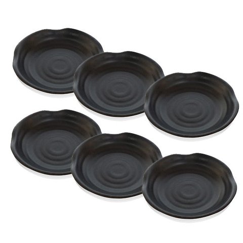 MOLHEIRA PORTA SHOYU REDONDO BLACK 10CM MELAMINA PRETO CONJ COM 6