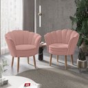 Ver imagem 2 de Kit 2 Poltrona Decorativa Flor para Sala Recepção Luxo Cor:Rosa
