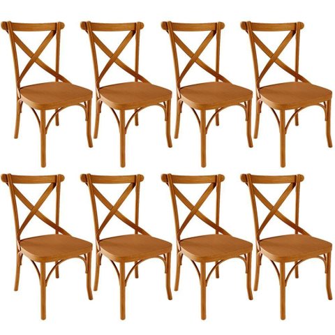 Kit 08 Cadeiras para Sala de Jantar e Estar Living Ávila L02 Madeira Maciça - Lyam