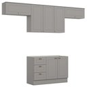 Ver imagem 1 de Cozinha Completa Americana 4 Peças 7 Portas 3 Gavetas MDF 120cm Cinza Móveis Henn