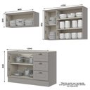 Ver imagem 4 de Cozinha Completa Americana 4 Peças 7 Portas 3 Gavetas MDF 120cm Cinza Móveis Henn